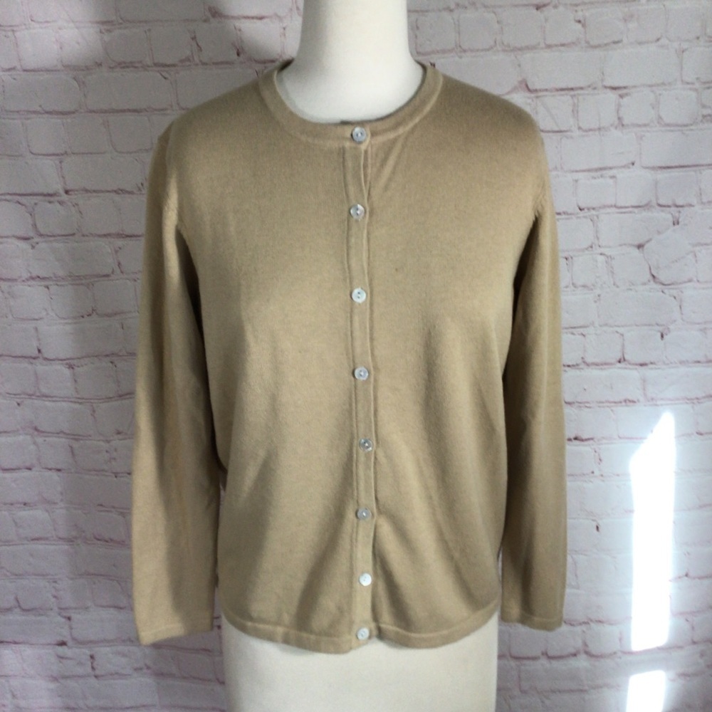 Liz Baker Petite Tan Long Sleeve Knit Cardigan - Size Small Petite - Picture 1 of 7